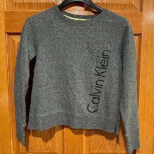 CALVIN KLEIN Performance Women's XS Gray Long Sleeve Pullover Cropped Sweatshirt